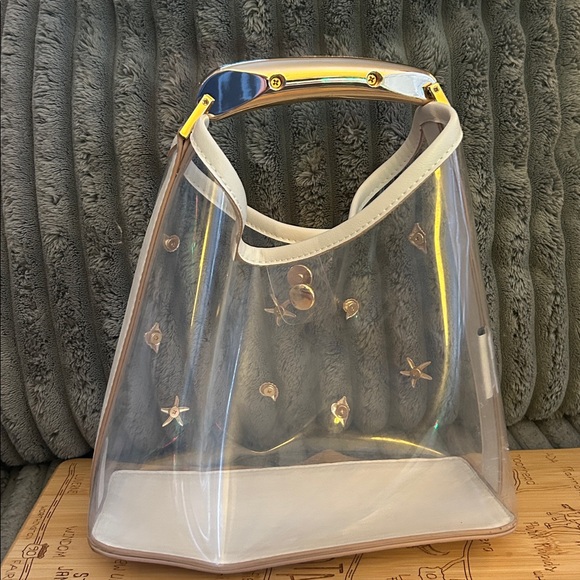 A New Day Clear Mini Slouchy Seashell 🐚 Embellished Handbag Mini Tote Bag - Picture 9 of 17